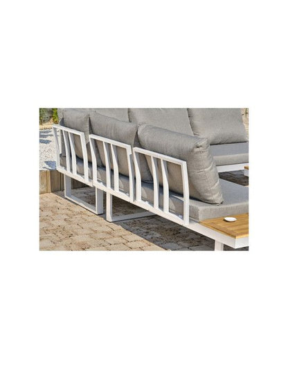 DCB GARDEN Lage tuinmeubelen - Aluminium - DCB GARDEN - 5 plaatsen - Wit en acaciahout - MIYAKO - Furniture > Outdoor Furniture