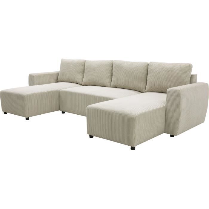 CASAPY PHARELL 5/6-zits panoramische converteerbare hoekbank - Parel corduroy stof - Opbergdoos - L297 x D155 x H71/85 - Furniture > Benches