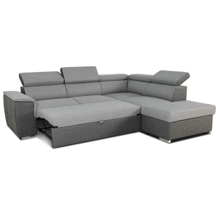 CASAPY DAYTONA Reversible hoekbank - 5 plaatsen - Grijze en antraciet stof - 260 x 77 / 94 x 216 cm - Furniture > Benches