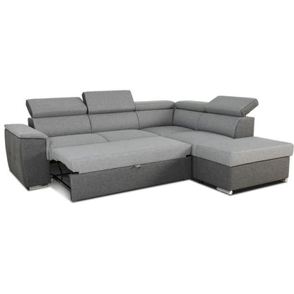 CASAPY DAYTONA Reversible hoekbank - 5 plaatsen - Grijze en antraciet stof - 260 x 77 / 94 x 216 cm - Furniture > Benches