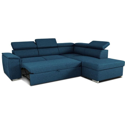 CASAPY DAYTONA Reversible hoekbank met commode - 5 plaatsen - Blauwe stof - 260 x 94 x 216 cm - Furniture > Benches