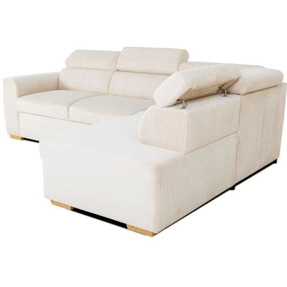 CASAPY KELIO Omkeerbare hoekbank - 4 plaatsen - Beige ribfluweel stof - 245 x 184 x 87cm - Furniture > Benches
