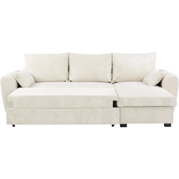 CONFORTEAM MAX Omkeerbare hoekbank - 3 zitplaatsen - Stof Lincoln Beige - Opbergruimte - 240 x 143 x 85 cm - Furniture > Benches