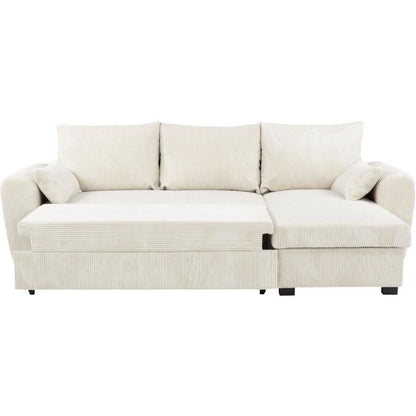 CONFORTEAM MAX Omkeerbare hoekbank - 3 zitplaatsen - Stof Lincoln Beige - Opbergruimte - 240 x 143 x 85 cm - Furniture > Benches