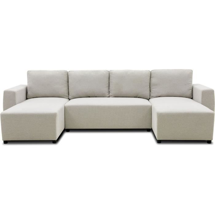 CASAPY PHARELL 5/6-zits panoramische converteerbare hoekbank - Beige stof - Opbergdoos - L297 x D155 x H71/85 cm - Furniture > Benches