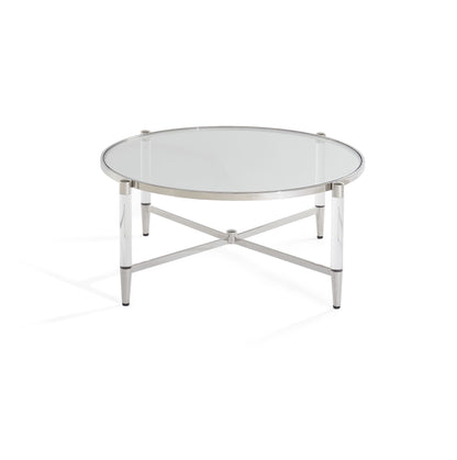 Modus Furniture International Marilyn Glas, Acryl en Gepolijst Roestvrijstalen Salontafel -