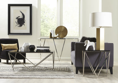 Modus Furniture International Aria gerookt glas en gepolijst roestvrijstalen bijzettafel -