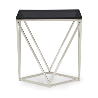 Modus Furniture International Aria gerookt glas en gepolijst roestvrijstalen bijzettafel -