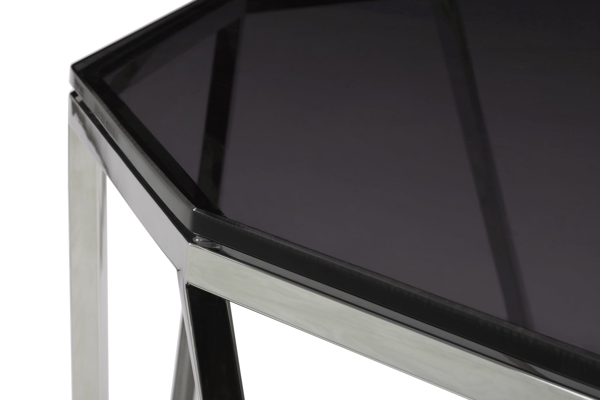 Modus Furniture International Aria gerookt glas en gepolijst roestvrijstalen bijzettafel -