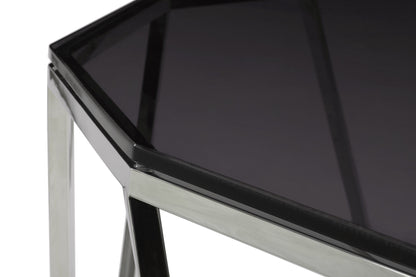 Modus Furniture International Aria gerookt glas en gepolijst roestvrijstalen bijzettafel -