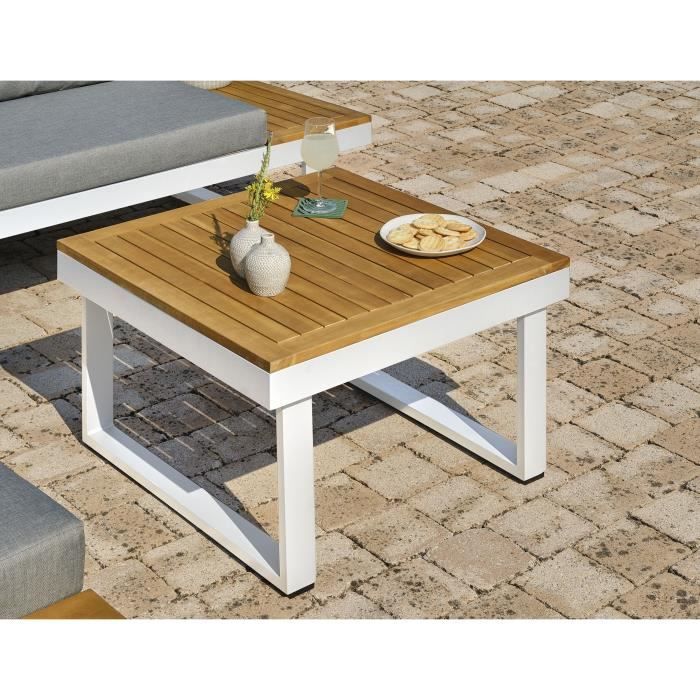 DCB GARDEN Lage tuinmeubelen - Aluminium - DCB GARDEN - 5 plaatsen - Wit en acaciahout - MIYAKO - Furniture > Outdoor Furniture