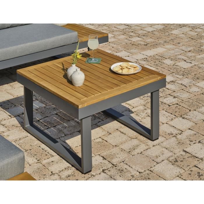 DCB GARDEN Lage tuinmeubelen - Aluminium - DCB GARDEN - 5 plaatsen - Antracietgrijs en acaciahout - MIYAKO - Furniture > Outdoor Furniture