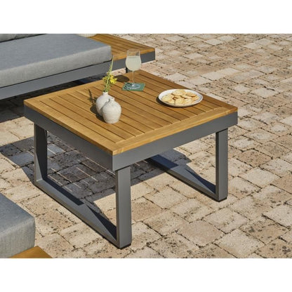 DCB GARDEN Lage tuinmeubelen - Aluminium - DCB GARDEN - 5 plaatsen - Antracietgrijs en acaciahout - MIYAKO - Furniture > Outdoor Furniture