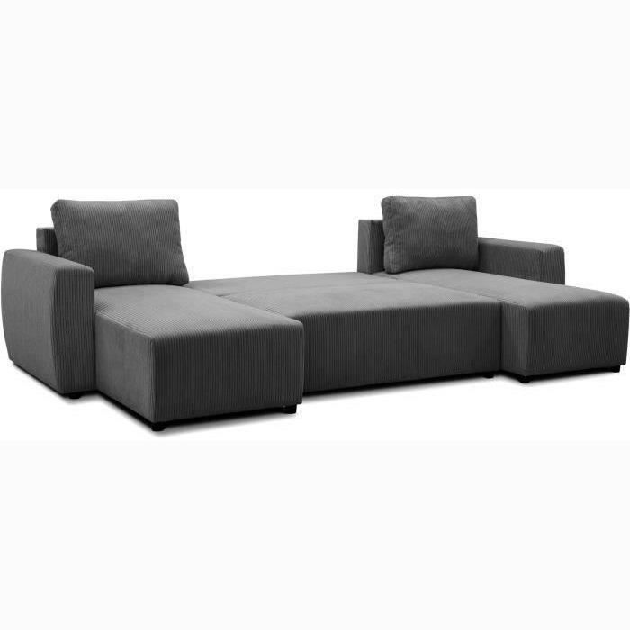 CASAPY PHARELL 5/6-zits panoramische converteerbare hoekbank - Antraciet ribfluweel stof - Opbergdoos - L297 x P155 x H7 - Furniture > Benches