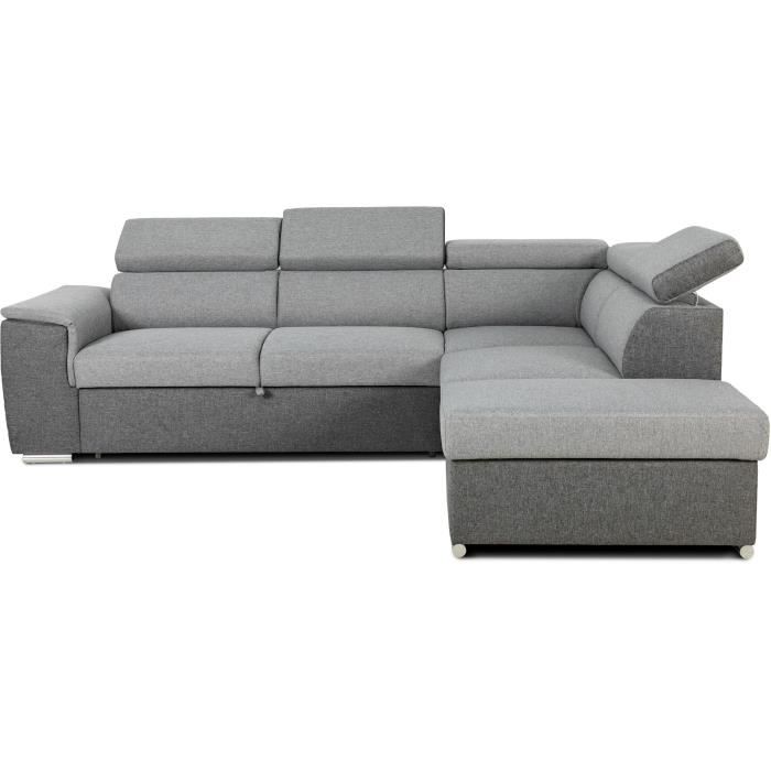 CASAPY DAYTONA Reversible hoekbank - 5 plaatsen - Grijze en antraciet stof - 260 x 77 / 94 x 216 cm - Furniture > Benches