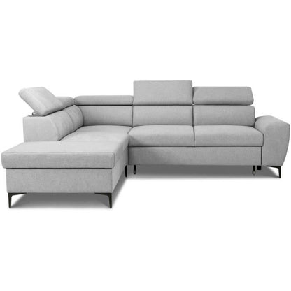 CASAPY KASIMIR Reversible hoekbank met ladekast - 5 plaatsen - Grijze stof - 258 x 79/98 x 219 cm -