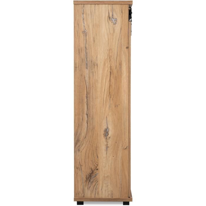 AUCUNE MANZANO dressoir - Flagstaff eiken decor - 1 schuifdeur + 3 laden + 2 nissen - L120 x H140 x D40 cm -