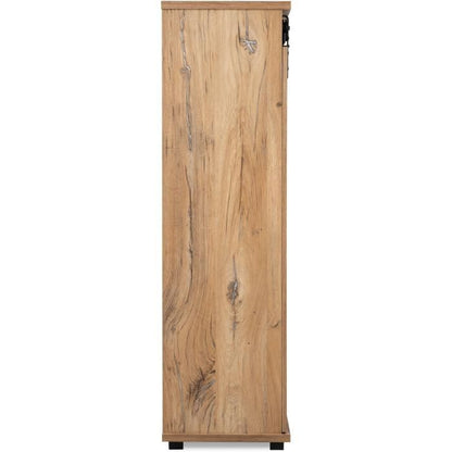 AUCUNE MANZANO dressoir - Flagstaff eiken decor - 1 schuifdeur + 3 laden + 2 nissen - L120 x H140 x D40 cm -