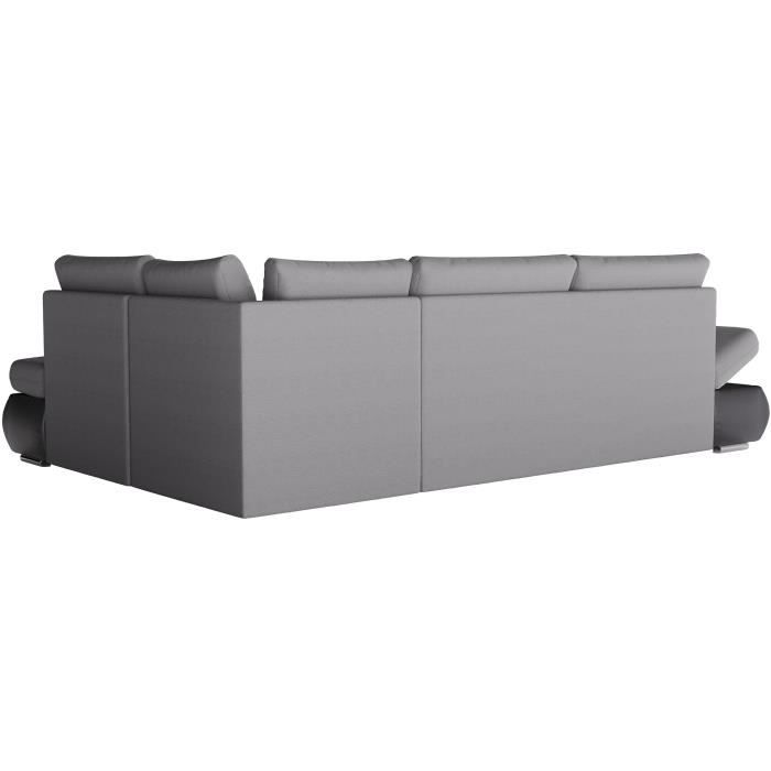 LOUNGITUDE SEVARA 4-zits omkeerbare hoekbank - PU en grijze stof - Opbergdoos - L267 x D200 x H90 cm - Furniture > Benches