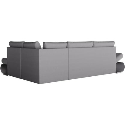 LOUNGITUDE SEVARA 4-zits omkeerbare hoekbank - PU en grijze stof - Opbergdoos - L267 x D200 x H90 cm - Furniture > Benches