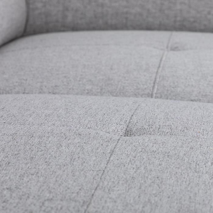 KELIO omkeerbare hoekbank - 4/5 zitplaatsen - Silex PU bi-materiaal stof / Grijs - 3 hoofdsteunen - 245 x 184 x 77/87 cm CASAPY