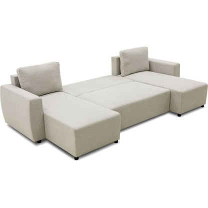 CASAPY PHARELL 5/6-zits panoramische converteerbare hoekbank - Beige stof - Opbergdoos - L297 x D155 x H71/85 cm - Furniture > Benches