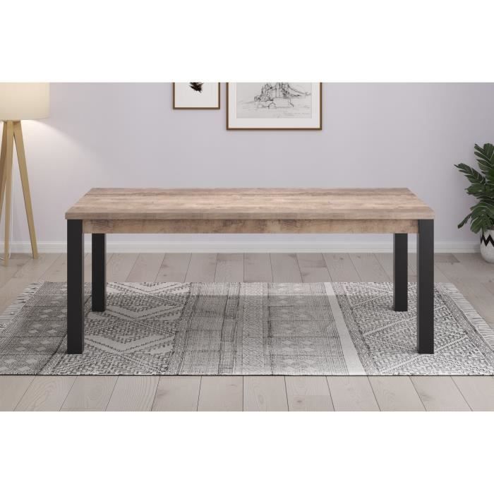 TRENDS INTERNATIONAL EMILE eettafel voor 10 personen - Tabaksbruin eiken en matzwarte melamine - L200 x D100 x H77 cm - TRENDTEAM -