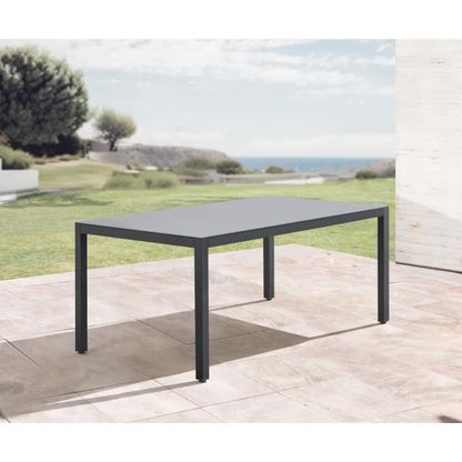 AUCUNE Tuinset: tafel van 180 cm + 8 stoelen - Aluminium structuur - Blad van gehard glas - Grijs - Furniture > Outdoor Furniture > Outdoor Tables