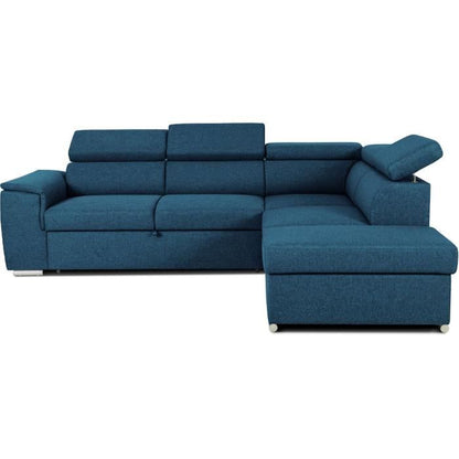 CASAPY DAYTONA Reversible hoekbank met commode - 5 plaatsen - Blauwe stof - 260 x 94 x 216 cm - Furniture > Benches