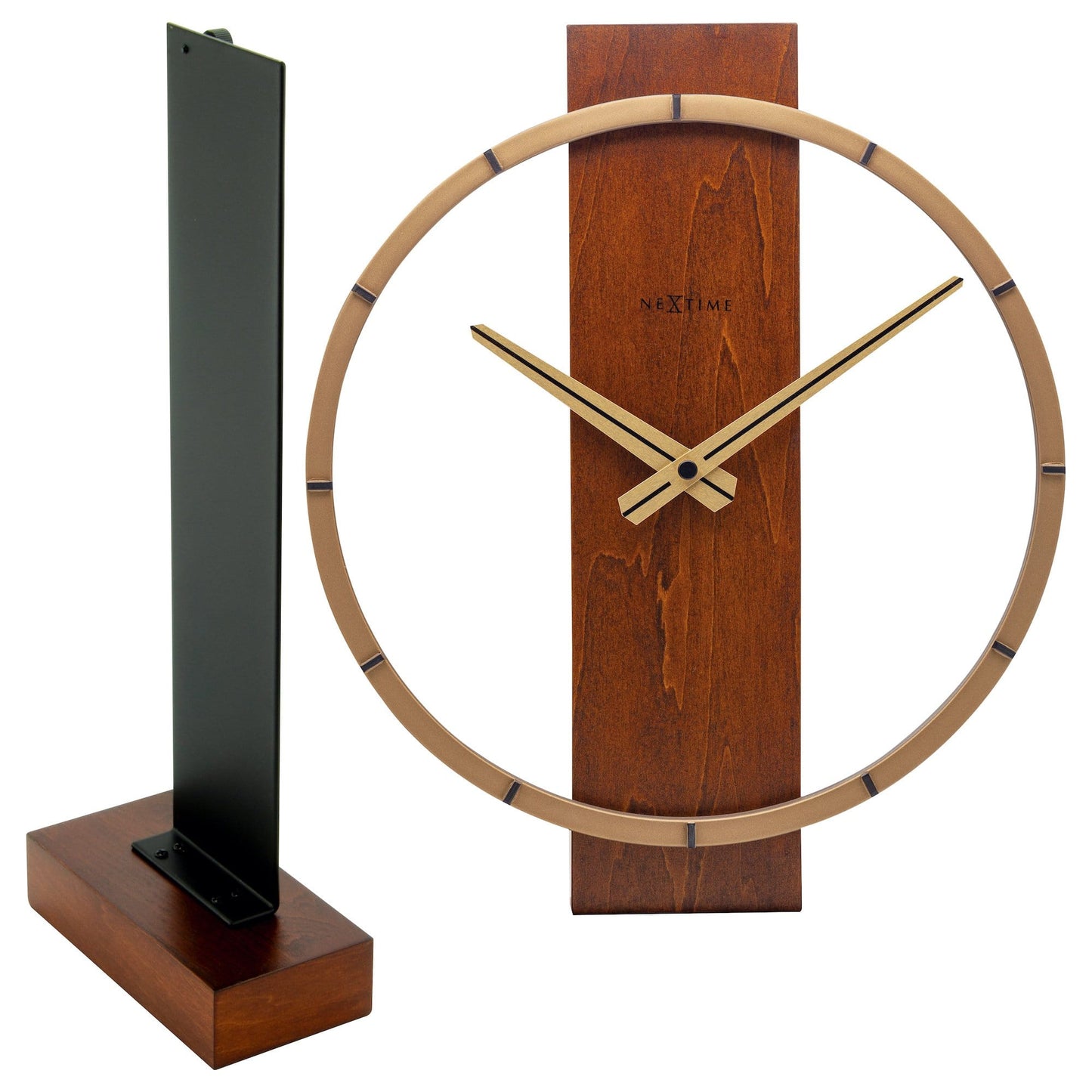 Table / Wall clock - 34 x 27 cm - Wood/Steel - 'Carl Small' Table/ Wall clock NeXtime Clocks