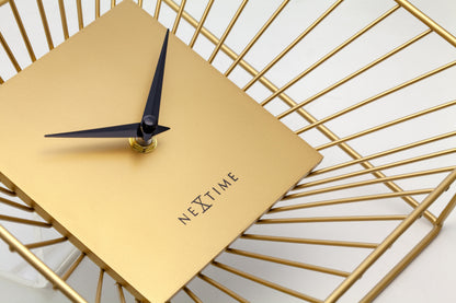 Table/Wall Clock 25x25x12cm-Silent-Gold-Metal-NeXtime 'Vasco Table' Table/ Wall clock NeXtime Clocks