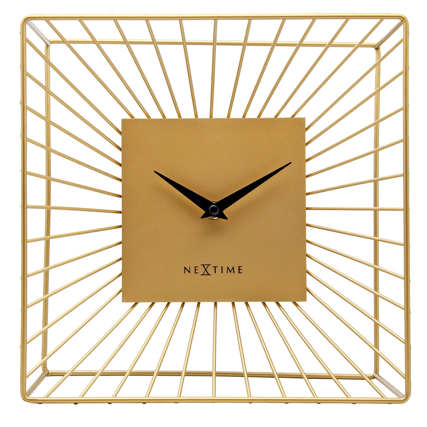 Table/Wall Clock 25x25x12cm-Silent-Gold-Metal-NeXtime 'Vasco Table' Table/ Wall clock NeXtime Clocks