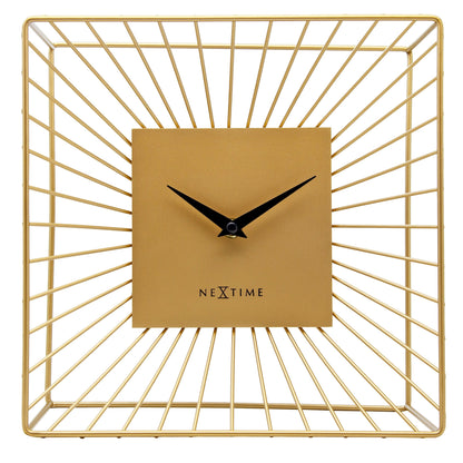 Table/Wall Clock 25x25x12cm-Silent-Gold-Metal-NeXtime 'Vasco Table' Table/ Wall clock NeXtime Clocks