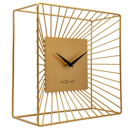 Table/Wall Clock 25x25x12cm-Silent-Gold-Metal-NeXtime 'Vasco Table' Table/ Wall clock NeXtime Clocks