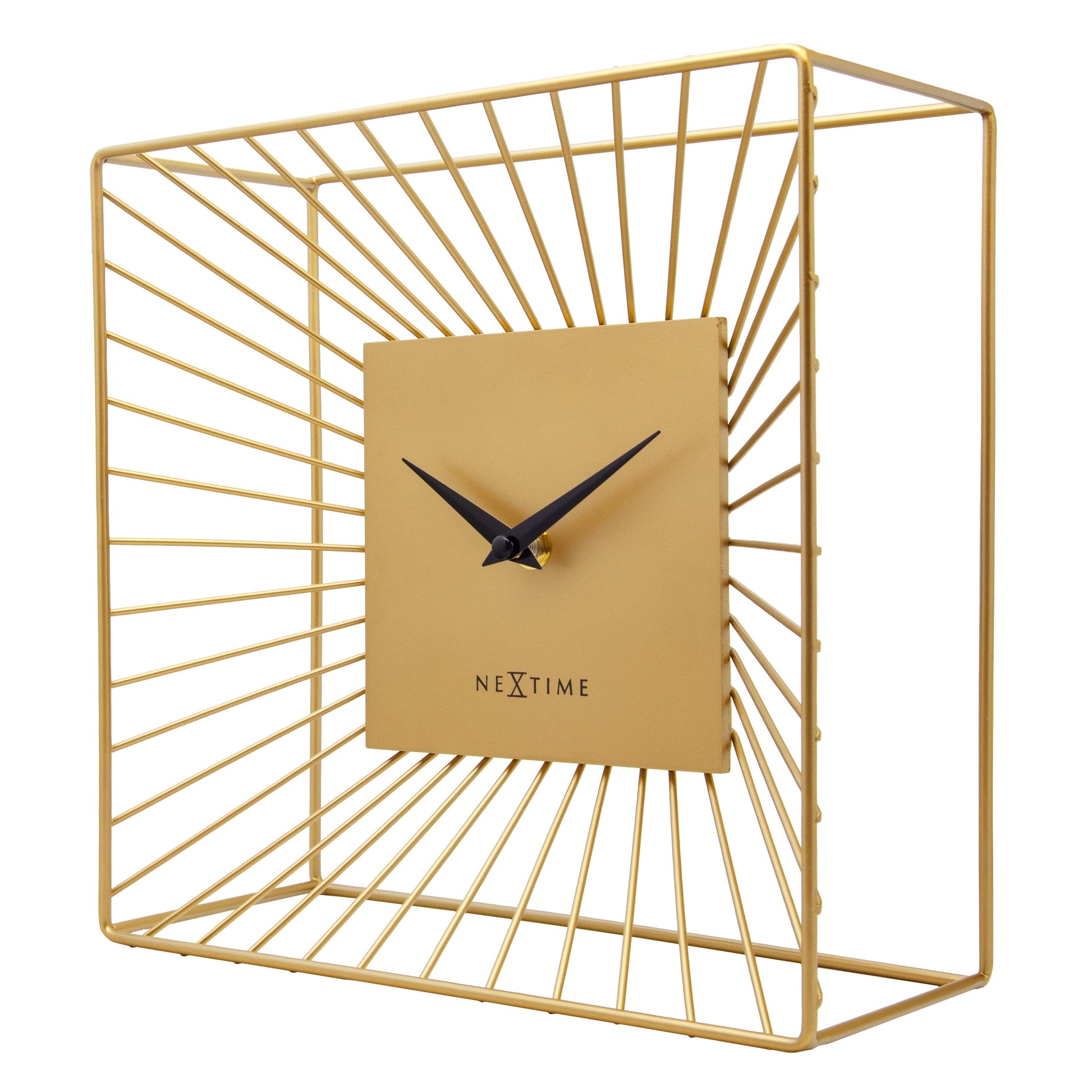 Table/Wall Clock 25x25x12cm-Silent-Gold-Metal-NeXtime 'Vasco Table' Table/ Wall clock NeXtime Clocks