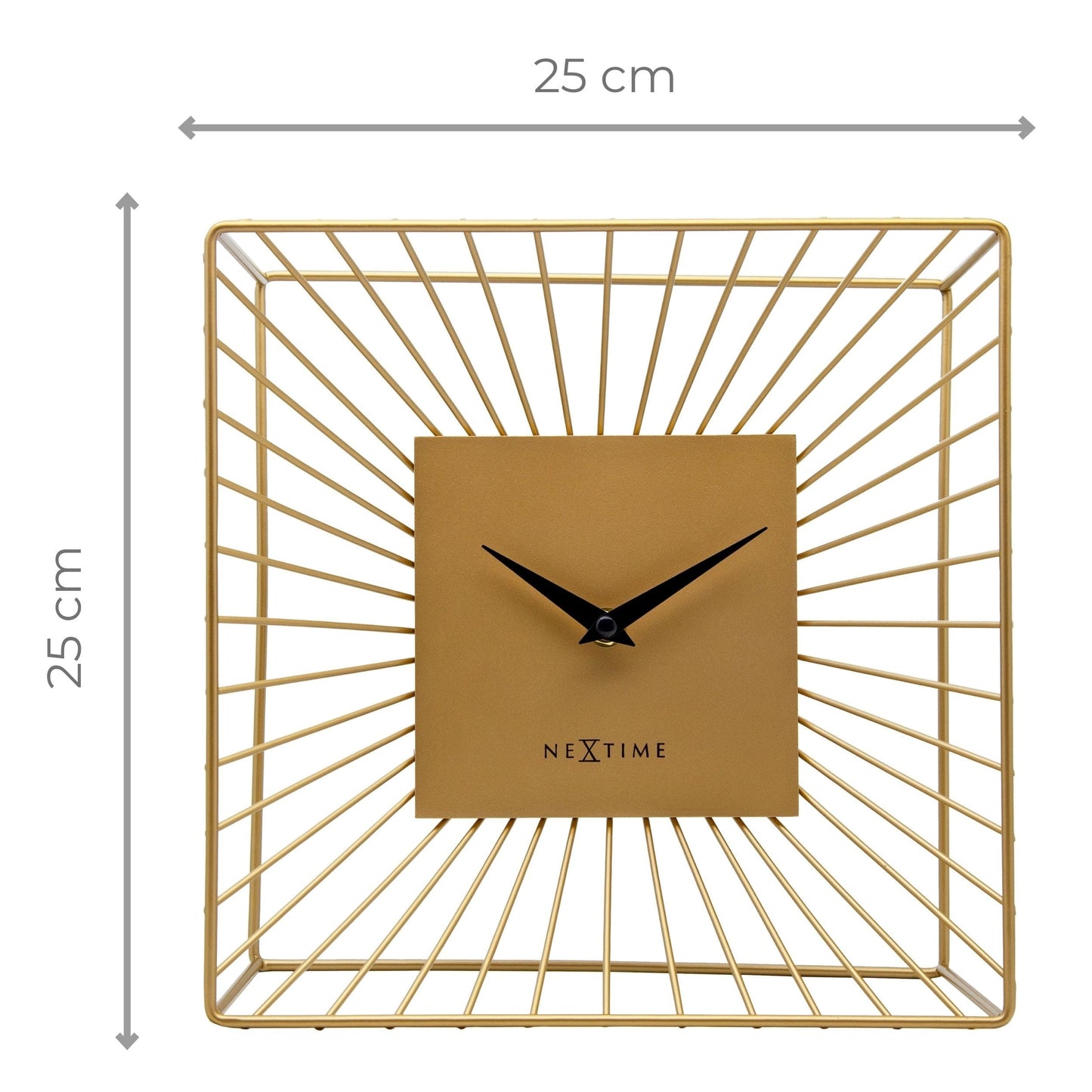 Table/Wall Clock 25x25x12cm-Silent-Gold-Metal-NeXtime 'Vasco Table' Table/ Wall clock NeXtime Clocks