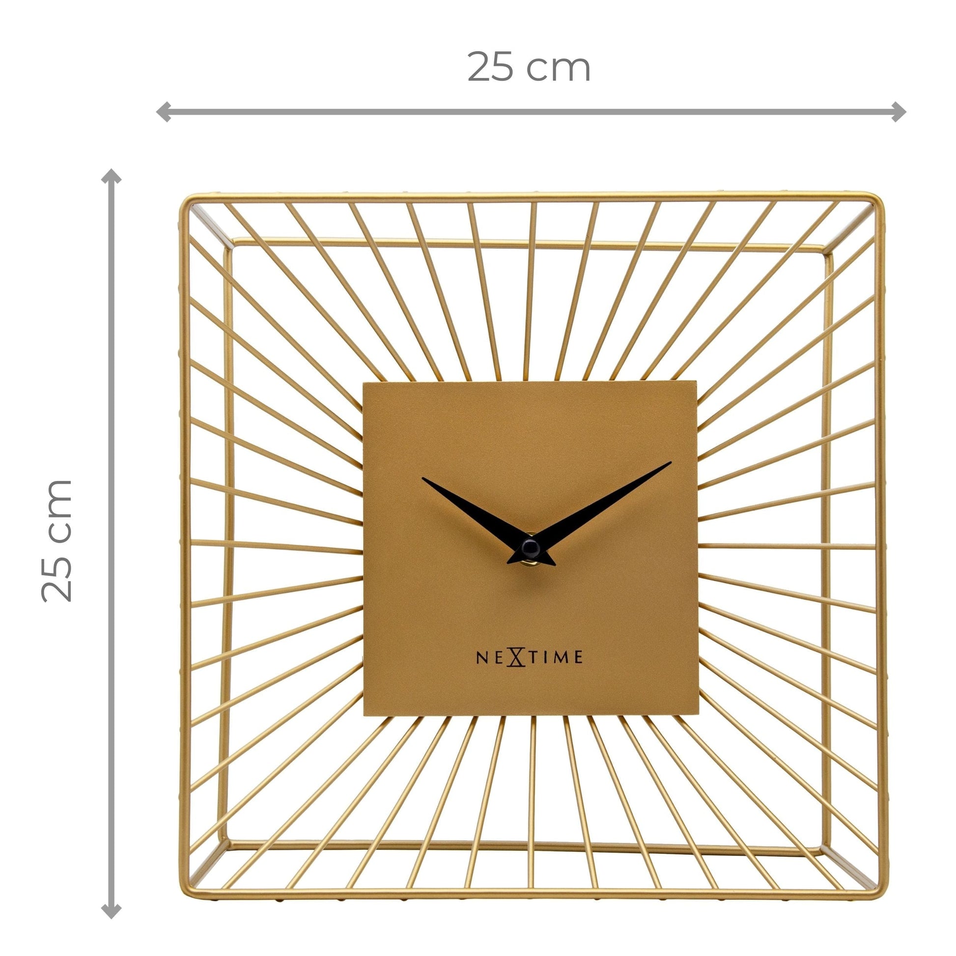 Table/Wall Clock 25x25x12cm-Silent-Gold-Metal-NeXtime 'Vasco Table' Table/ Wall clock NeXtime Clocks