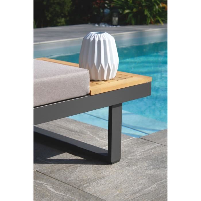 DCB GARDEN Modulaire tuinmeubelen - Aluminium - DCB GARDEN - 4 plaatsen - TOKYO - Antracietgrijs en acaciahout - Uncategorized