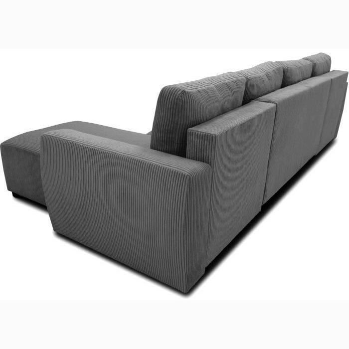 CASAPY PHARELL 5/6-zits panoramische converteerbare hoekbank - Antraciet ribfluweel stof - Opbergdoos - L297 x P155 x H7 - Furniture > Benches