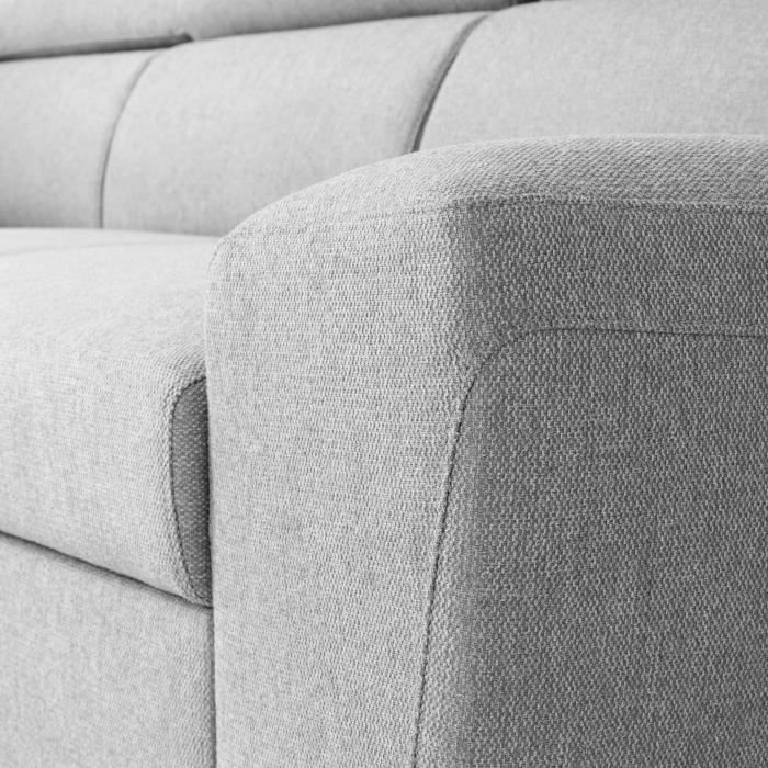 CASAPY KASIMIR Reversible hoekbank met ladekast - 5 plaatsen - Grijze stof - 258 x 79/98 x 219 cm -