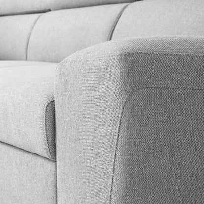 CASAPY KASIMIR Reversible hoekbank met ladekast - 5 plaatsen - Grijze stof - 258 x 79/98 x 219 cm -