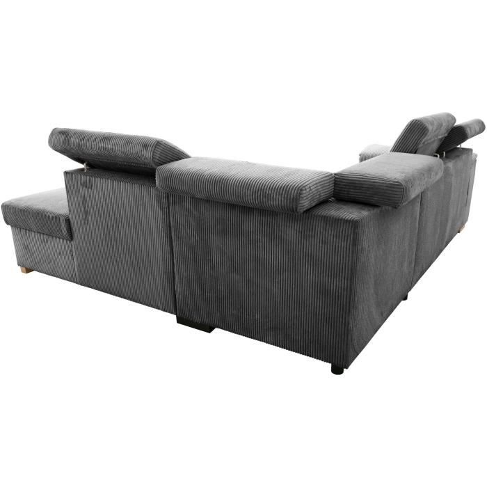 AUCUNE DAYTONA Omkeerbare hoekbank - 5 zitplaatsen - Stof Lincoln Antraciet - Opbergruimte - 260 x 216 x 94 cm - Furniture > Benches