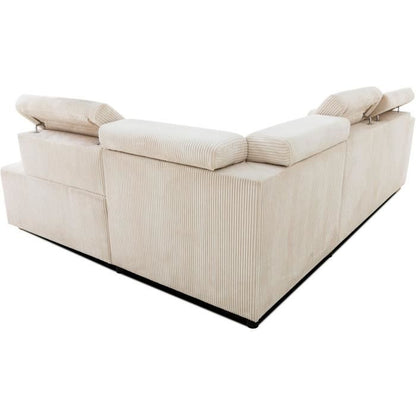CASAPY KELIO Omkeerbare hoekbank - 4 plaatsen - Beige ribfluweel stof - 245 x 184 x 87cm - Furniture > Benches