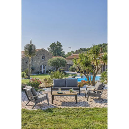 DCB GARDEN Lage tuinmeubelen - Aluminium - DCB GARDEN - 5 plaatsen - Antracietgrijs en polywood - KOMMOS -