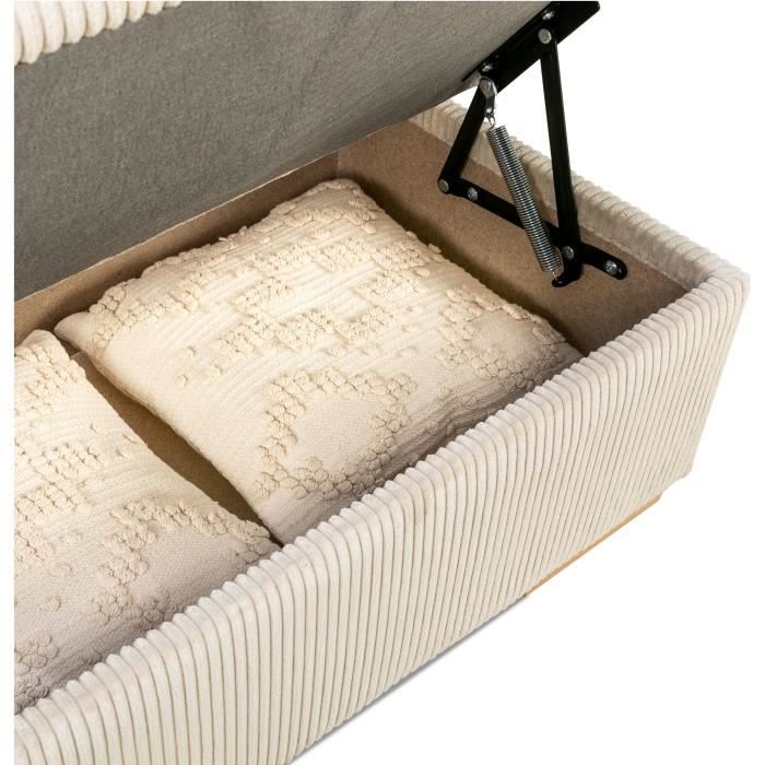 CASAPY DAYTONA 5-zits omkeerbare converteerbare hoekbank - Beige ribfluweel - Opbergdoos - L 260 x H 94 x D 216 cm - Furniture > Benches