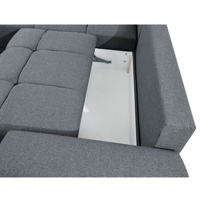 LOUNGITUDE CABELLO converteerbare hoekbank in grijze stof - LOUNGITUDE - Rechte hoek - Occasioneel - 140 x 210 cm - Furniture > Benches