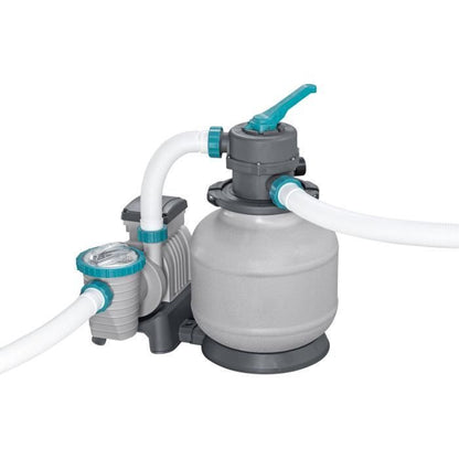 BESTWAY BESTWAY bovengrondse buisvormige zwembadset - APX 365 - 956 x 488 x 132 cm - Rechthoekig (zandfilter, 500g polysphere, ladder, afdekking) -