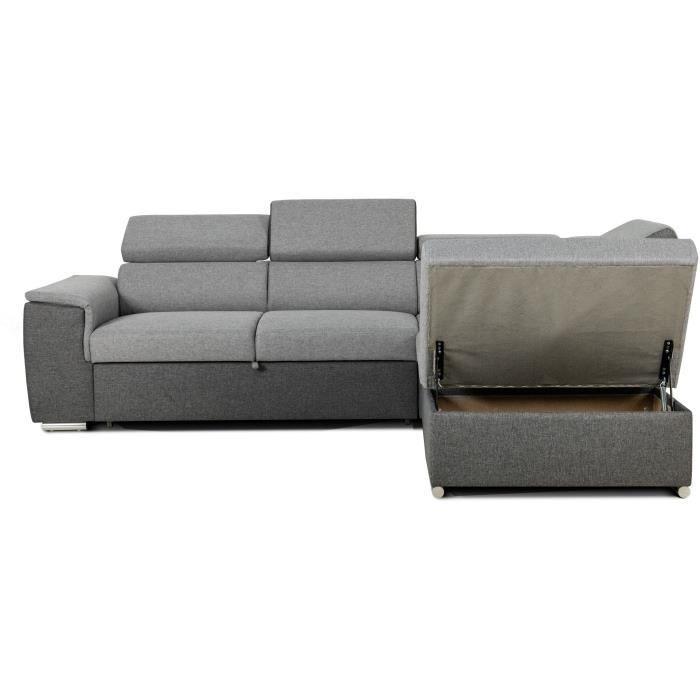 CASAPY DAYTONA Reversible hoekbank - 5 plaatsen - Grijze en antraciet stof - 260 x 77 / 94 x 216 cm - Furniture > Benches