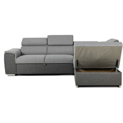 CASAPY DAYTONA Reversible hoekbank - 5 plaatsen - Grijze en antraciet stof - 260 x 77 / 94 x 216 cm - Furniture > Benches