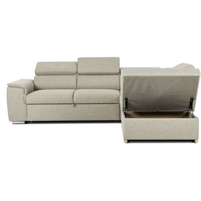 CASAPY DAYTONA Reversible hoekbank met commode - 5 plaatsen - Beige stof - 260 x 77 / 94 x 216 cm - Furniture > Benches
